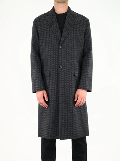 Shop Valentino Optical  Wool Coat In Black