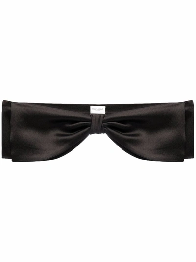 Shop Saint Laurent Bow-detail Belt In Black