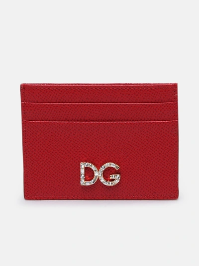 Shop Dolce & Gabbana Red Calfskin Dauphine Card Holder