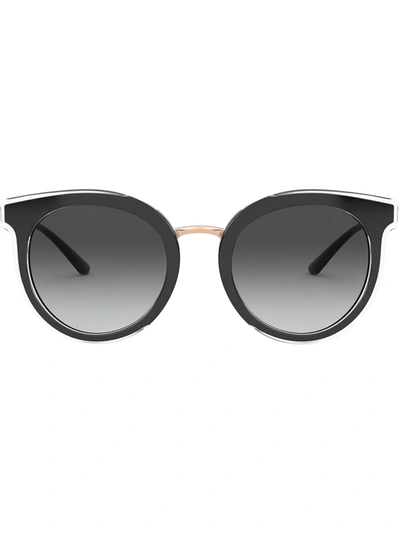 Shop Dolce & Gabbana Transparent Trim Round Sunglasses In Black
