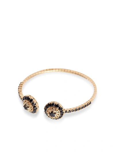 Dolce & Gabbana Family Yellow Gold Bracelet With Rosette Motif And Black Sapphire In Gold