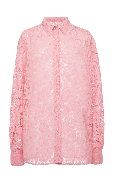 Shop Valentino Women's Lace Shirt In Pink