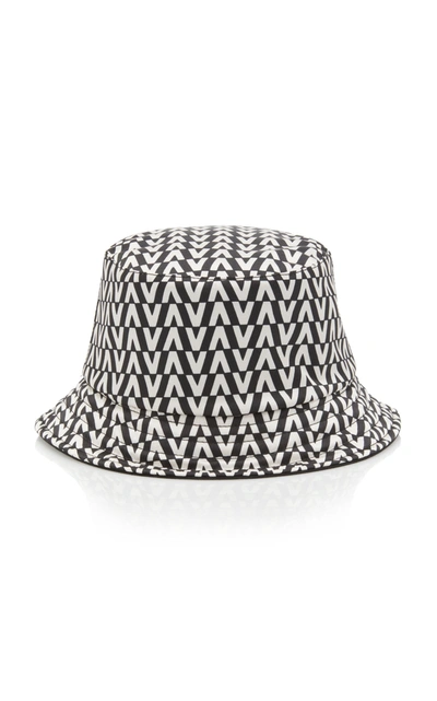 Shop Valentino Women's Reversible Printed Cotton-twill Bucket Hat In Black,white