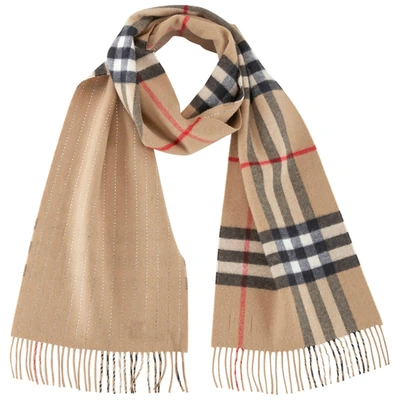 Shop Burberry Giant Checkered Cashmere Scarf In Beige