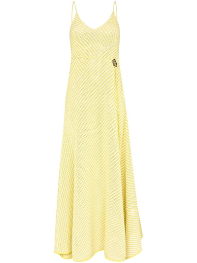 Shop Bottega Veneta Stripe-pattern Open-knit Maxi Dress In Yellow