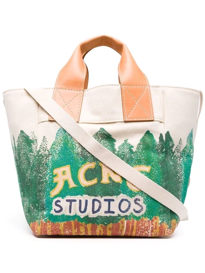 Shop Acne Studios X Grant Levy Printed Tote Bag In Neutrals