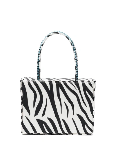 Shop Amina Muaddi Super Amini Gilda Zebra Print Bag In White