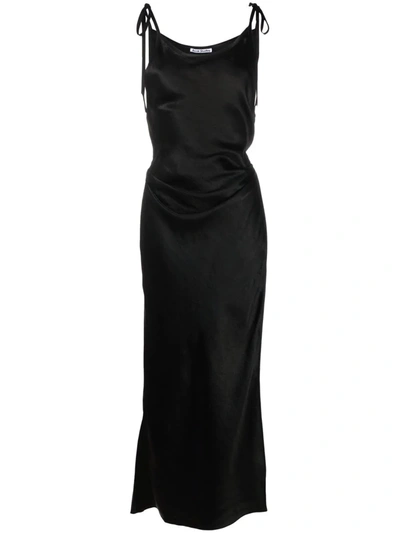 Shop Acne Studios Hammered-satin Slip Dress In Black