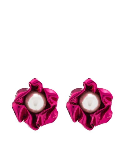 Shop Sterling King Titania Pearl Earrings In Pink