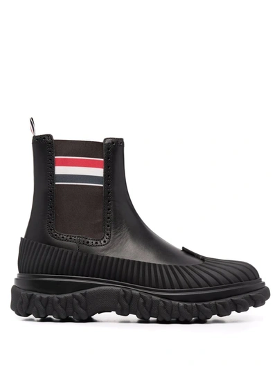 Shop Thom Browne Rwb Stripe Ankle Boots In Black