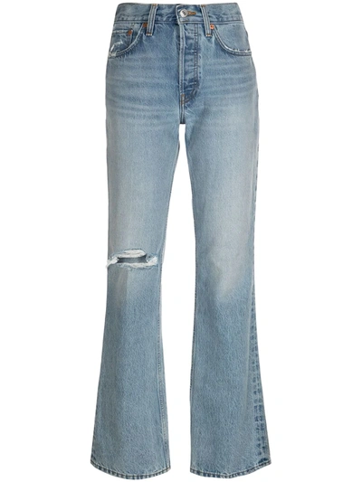 Shop Re/done Distressed Bootcut Jeans In Blau