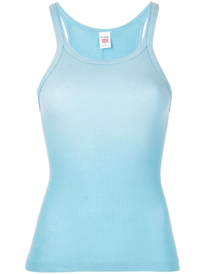 Shop Re/done Ribbed Cotton Tank Top In Blau