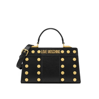Shop Love Moschino Black Handbag With Gold Studs