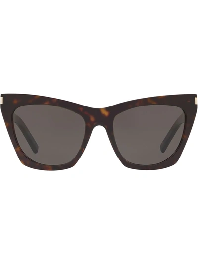 Saint Laurent Womens Brown Sl214 Kate Cat-eye-frame Acetate Sunglasses In Grey