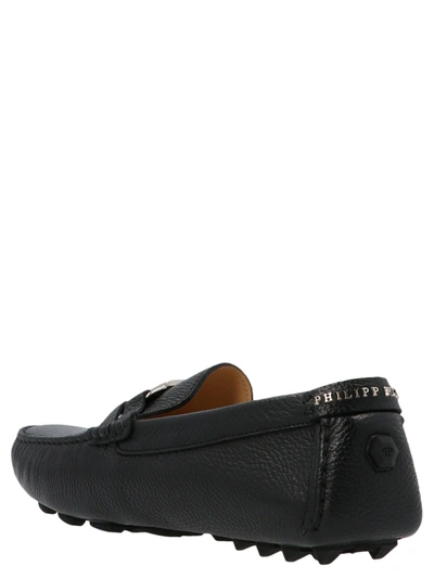 Shop Philipp Plein Men's Black Leather Loafers