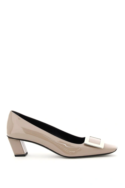 Shop Roger Vivier Belle Vivier Pumps In Daino (beige)