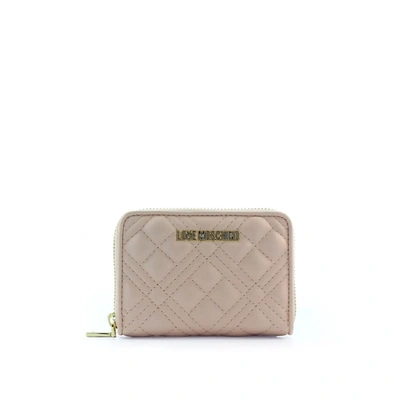 Shop Love Moschino Quilted Nude Pink Small Wallet In Naturale