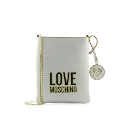 Shop Love Moschino Bonderd Ivory Gold Crossbody Bag In Avorio