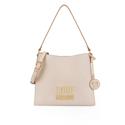 Shop Love Moschino Bonded Ivory Gold Shoulder Bag In Avorio