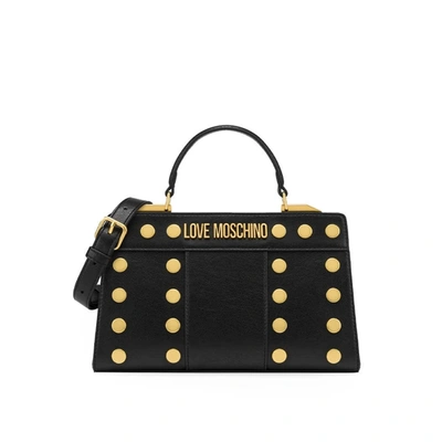Shop Love Moschino Black Handbag With Gold Studs In Nero