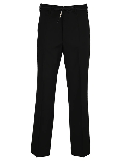 Shop Marni Trousers In Cool Wool With Drawstring At Waist In Black