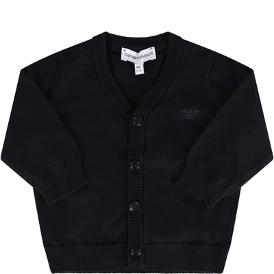 Shop Armani Collezioni Blue Cardigan For Babyboy