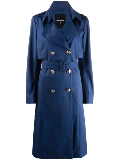 Shop Patrizia Pepe Double-breasted Trench Coat In Blau
