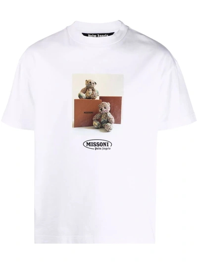 Shop Palm Angels Bear Print Short-sleeve T-shirt In Weiss