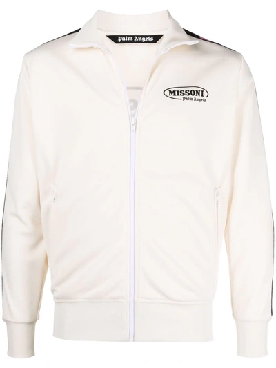 Palm Angels X Missoni Sport Logo Print Contrast Trim Track Jacket In Weiss