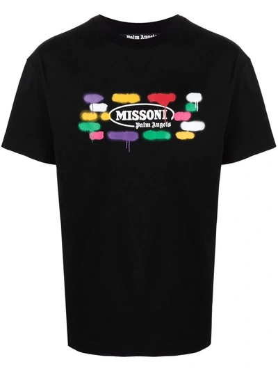 Shop Palm Angels X Missoni Sport Logo Print T-shirt In Schwarz