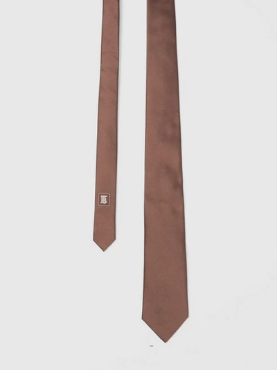 Shop Burberry Classic Cut Silk Tie In Mahogany