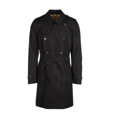 Shop Burberry Mens Mid-length Kensington Heritage Trench Coat In Black
