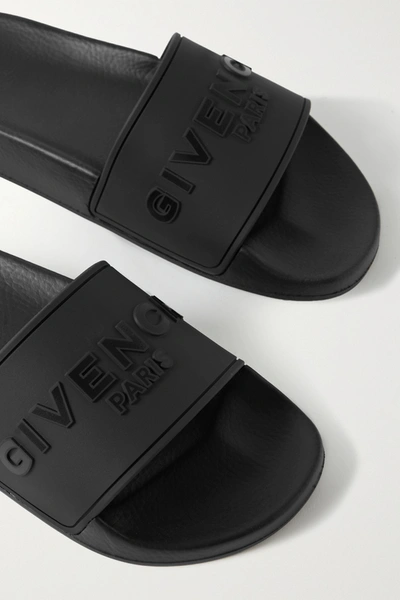 Shop Givenchy Logo-embossed Rubber Slides In Black