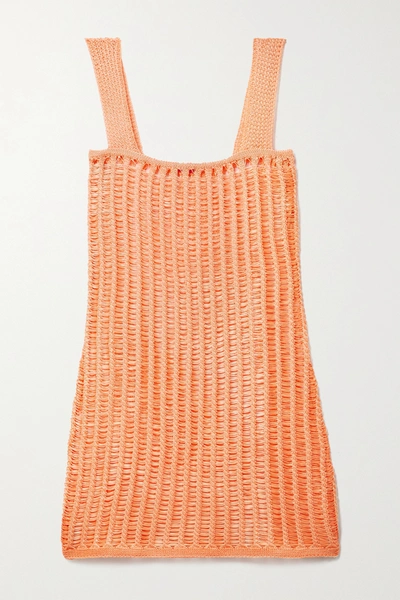 Shop Solid & Striped The Ryan Open-knit Mini Dress In Orange