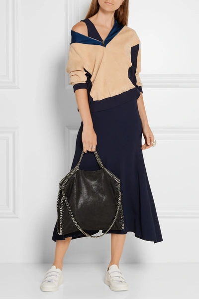 Stella Mccartney The Falabella Medium Faux Brushed-leather Shoulder Bag In Black