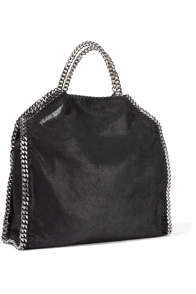 Stella Mccartney The Falabella Medium Faux Brushed-leather Shoulder Bag In Black