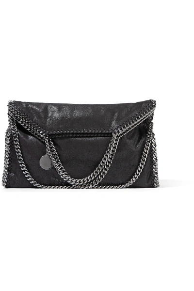 Shop Stella Mccartney The Falabella Medium Faux Brushed-leather Shoulder Bag In Black
