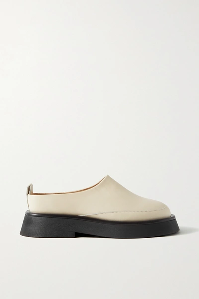 Shop Wandler Rosa Leather Slippers In Cream