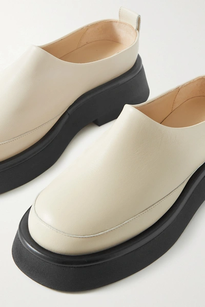 Shop Wandler Rosa Leather Slippers In Cream
