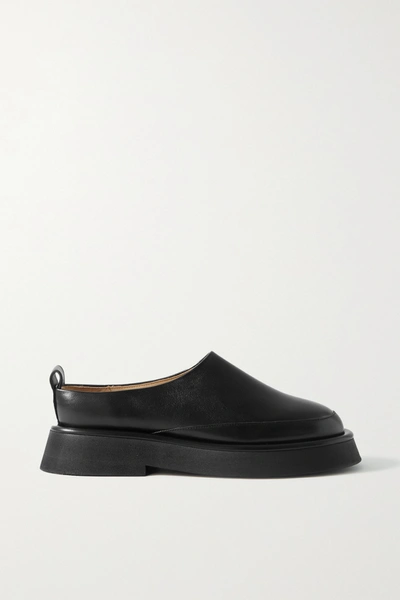Shop Wandler Rosa Leather Slippers In Black