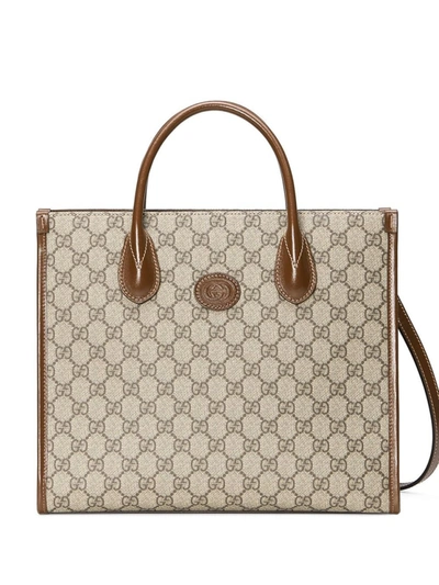 Shop Gucci Gg Supreme Tote Bag In Neutrals