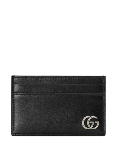 Shop Gucci Interlocking Gg Plaque Cardholder In Black