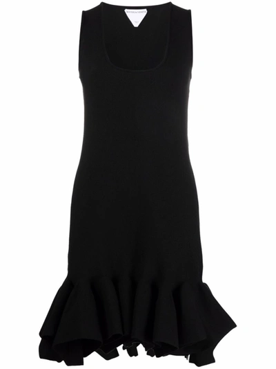 Shop Bottega Veneta Black Stretch-knit Peplum Dress