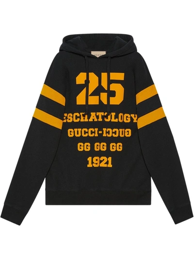 Shop Gucci Black Graphic-print Drawstring Hoodie