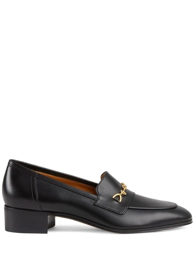 Shop Gucci Black Block-heel Horsebit Loafers