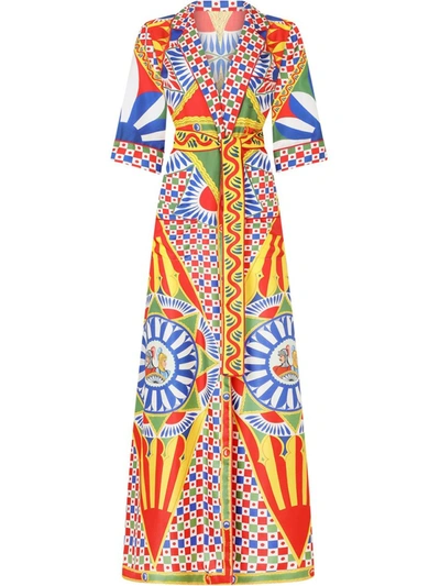 Shop Dolce & Gabbana Multicolour Geometric-print Robe Dress In Multicolor