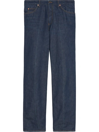 Shop Gucci Blue Eco-washed Organic Straight-leg Jeans