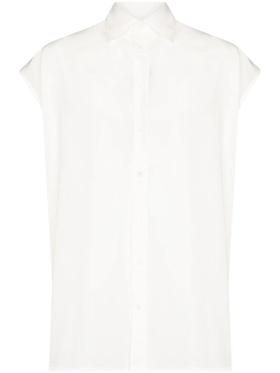 Shop Dolce & Gabbana White Sleeveless Cotton Shirt