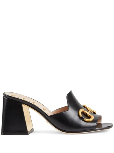Shop Gucci Horsebit Mule Sandals In Black
