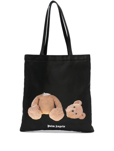 Shop Palm Angels Bear Print Tote Bag In Black